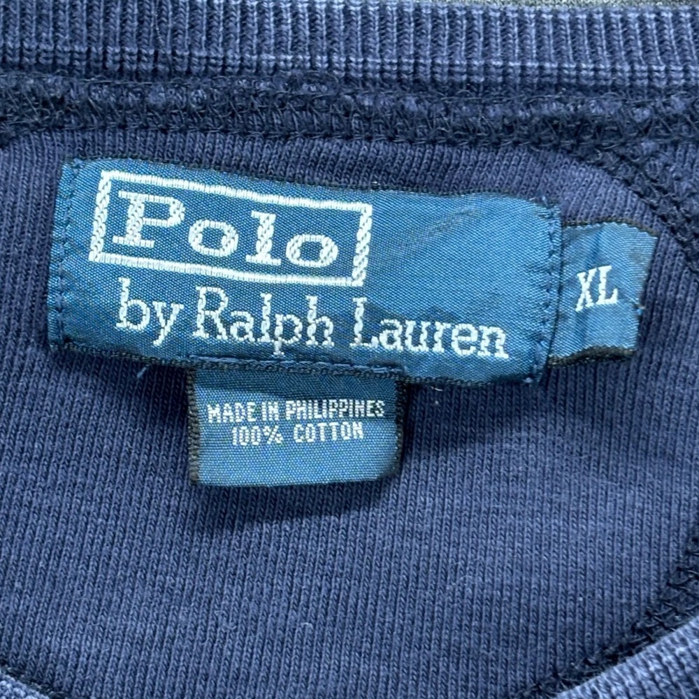 Vintage Polo Ralph Lauren Henley Mens XL Long Sleeve 100% Cotton Blue Pullover - Picture 5 of 10